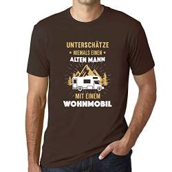 Herren Grafik T-Shirt Unterschätze Niemals Wohnmobil Öko-Verantwortlich Vintage Jahrgang Kurzarm Lustige Druck Geburtstag Geschenk Mann Schokolade L von Ultrabasic