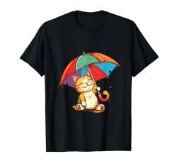 Regenbogen Regenschirm Katze Kostüm für Wetter Katzen Liebhaber T-Shirt von Umbrella Cat Outfit