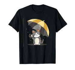 Schöne Katze unter Regenschirm für Katzen und Haustierliebhaber T-Shirt von Umbrella Cat Outfit