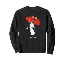 Skurrile Katze mit Regenschirm für einen einzigartigen Look Sweatshirt von Umbrella Cat Outfit