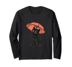 Skurrile Kitty und Regenschirm für trendige Outfits Liebhaber Langarmshirt von Umbrella Cat Outfit