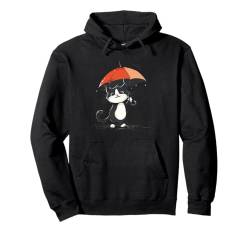 Stilvolles Kitty und Regenschirm-Emblem für Katzen- und Hundeliebhaber Pullover Hoodie von Umbrella Cat Outfit