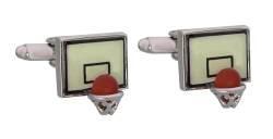 Basketball Manschettenknöpfe Korb + Ball rot schwarz cremeweiss!! silbern + Geschenkbox - Accessoire für die Umschlagmanschetten von Unbekannt