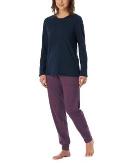 Uncover by Schiesser Damen Schlafanzug Set Shirt Langarm mit Langer Schlafhose-Nachtwäsche Pyjamaset, Nachtblau_182853, 38 von Uncover by Schiesser