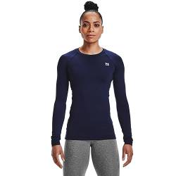 Under Armour Damen Authentics Long Sleeves Crew Neck T-Shirt Hemd, Midnight Navy (410)/White, Mittel von Under Armour