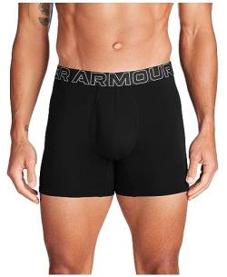 Under Armour Herren-Boxershorts, Baumwolle, 15,2 cm Innennaht, ganztägigen Komfort und ultraweich, 3er-Pack, Black Solid - Core, XX-Large von Under Armour