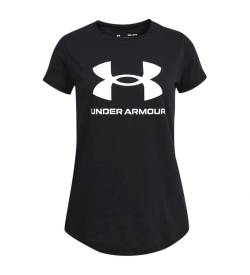 Under Armour für Mädchen. 1361182 UA Sportstyle Print T-Shirt schwarz (XS), Lässig, Baumwolle, Kurzarm, Kinderbekleidung von Under Armour