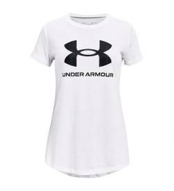 Under Armour für Mädchen. 1361182 UA Sportstyle Print T-Shirt weiß (M), Lässig, Baumwolle, Kurzarm, Kinderbekleidung von Under Armour