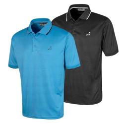 Under Par Herren-Golf-Poloshirt aus Waffelstrick mit Stretch, Feuchtigkeitstransport und UV-Schutz (2er-Pack), Schwarz & Türkis, L von Under Par