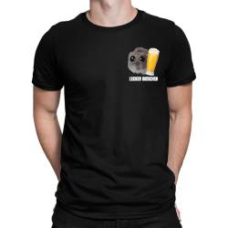 Lecker Bierchen Sad Hamster Meme Herren T-Shirt, Schwarz, L von Unibly