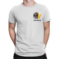 Lecker Bierchen Sad Hamster Meme Herren T-Shirt, Weiß, M von Unibly