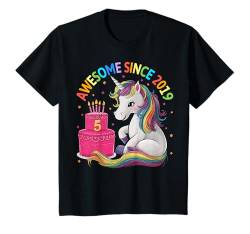 Kinder Awesome Since 2019 Unicorn 5 Years Old 5th Birthday Party T-Shirt von Unicorn 5th Birthday Gifts Co.