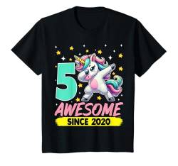 Kinder Dabbing Unicorn 5 Awesome Since 2019 5 Year Old 5th Birthday T-Shirt von Unicorn 5th Birthday Gifts Co.