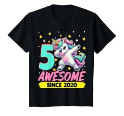 Kinder Dabbing Unicorn 5 Awesome Since 2019 5 Year Old 5th Birthday T-Shirt von Unicorn 5th Birthday Gifts Co.