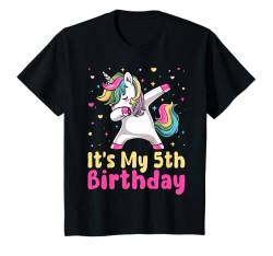 Kinder It's My 5th Birthday - 5 Years Old Birthday Dabbing Unicorn T-Shirt von Unicorn 5th Birthday Gifts Co.