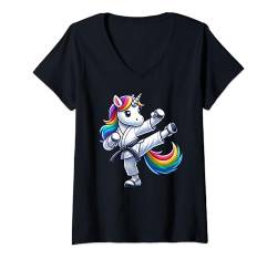 Damen Lustiger Einhorn-Gürtel, für Karate, Sportler, Jungen, Mädchen, Kinder T-Shirt mit V-Ausschnitt von Unicorn Karate byAxisone