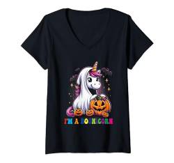Damen I'm a Boonicorn Süße Halloween-Einhorn-Geisterbekleidung T-Shirt mit V-Ausschnitt von Unicorne ghost ,boonicorn, halloween outfit