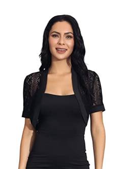 Unicra Abend Bolero Jacke Spitze Shrugs Kurzarm Sommer Chiffon Topper Spitze Braut Crop Top Kleid Cape für Frauen und Mädchen von Unicra