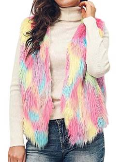 Unicra Damen Kunstpelzweste Kunstfuchspelz Winter Sherpa Jacke Warme Oberbekleidung Farbe Ärmellose Fuzzy Fleece Weste für Frauen von Unicra