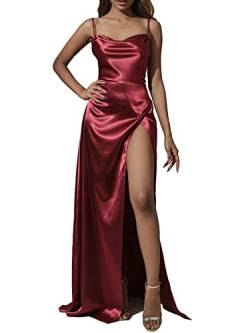 Unicra Frauen ärmellos geteilt Maxikleid Rot Abend Party Cocktail Lange Kleider Brautjungfer Formelles Kleid Hochzeitskleid von Unicra