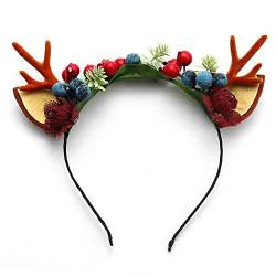 Unicra Stirnband für Weihnachten, mit Blumen-Geweih, Elch, Hirsch, Tierhörner, Kopfbedeckung, Haarteil, Halloween-Haarschmuck für Frauen und Mädchen (07) von Unicra