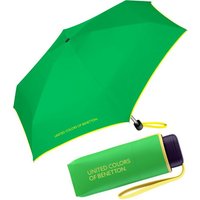 United Colors of Benetton Taschenregenschirm winziger Damen-Regenschirm mit Handöffner, mit Kontrastfarben am Schirmrand - grün-gelb von United Colors of Benetton