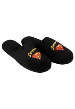 United Labels DC Comics Superman Hausschuhe für Herren - Slipper Puschen Schlappen Pantoffeln Schwarz (Schwarz, EU Schuhgrößensystem, Erwachsene, Herren, Numerisch (von/bis), M, 44, 45) von United Labels