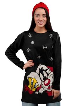 United Labels Looney Tunes Strickkleid für Damen - Sylvester und Tweety Weihnachten Winter Strick Christmas Weihnachten Schwarz (as3, Alpha, l, Regular, Regular) von United Labels