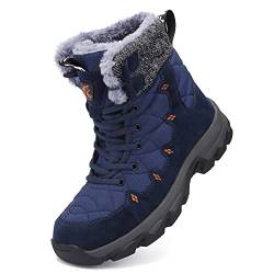 Unitysow Damen Winterschuhe Herren Stiefel Warme Gefütterte Schneestiefel Winterstiefel Outdoor Wasserdicht Trekkingschuhe Wanderschuhe Winterboots Gr.37-46,Blau,Gr.39 von Unitysow