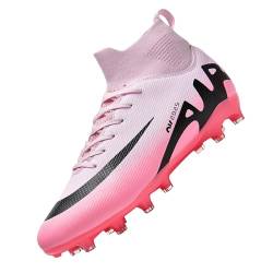 Unitysow Fußballschuhe Herren Outdoor High Top Spike Cleats Fußball Stiefel Professionelle Athletics Trainingsschuhe,T2309W Rosa,EU39 von Unitysow