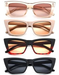 Unning 4 Stück Cateye Sonnenbrille Damen Vintage Quadratisch Sonnenbrillen Set Lustig Retro Brillen Für Damen von Unning