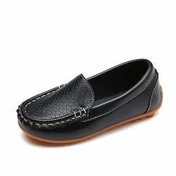 Kinder Mokassins Bootsschuhe, MäDchen Weiches Leder Loafer Jungen Flache Halbschuhe Rutschfest Ballerinas Leichte Bohnen schuhe Kinder Freizeitschuhe Barfussschuhe Kinder Lauflernschuhe Kinderschuhe von UnoSheng