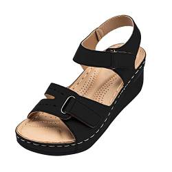 Orthopädische Sandalen Damen Hallux Valgus - Sandaletten Damen Sommer Mit Keilabsatz Freizeitschuhe Bequeme Breite Füße Treckingsandalen Barfuss Sandalette Mit Verstellbarem Riemen Sommerschuhe von UnoSheng