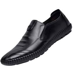 UnoSheng Schuhe Herren 42,5 Flache Halbschuhe für Herren aus, zum Reinschlüpfen, Business-Schuhe, lässige Bootsschuhe, weiche Schuhe Retro 3 Schuhe Herren (Black, 43) von UnoSheng