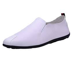 UnoSheng Schuhe Wasserdicht Herren Mode Männer lässige Slip on atmungsaktive treibende Boot Schuhe Kleiderschuh Flat Pedale Schuhe Herren (White, 40) von UnoSheng