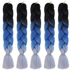 5 Stücke Jumbo Braids Ombre Braiding Hair Haarverlängerung 120CM Jumbo braids Haarverlängerungen for crochet braids hair kunsthaar zum einflechten Crochet Hair Flechthaar Afro Box Braiding von Uposao