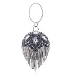 Uqezagpa Tragetasche für Damen, elegante Party-Abendtasche, Party, Abschlussball, Hochzeit, Handtasche, Umhängetasche, Schultertaschen mit abnehmbarem Kettenriemen, Schwarz , With pendant von Uqezagpa