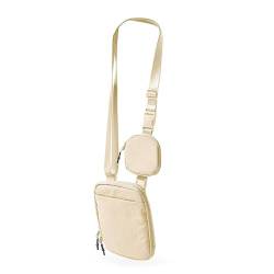 Uqezagpa Tragetasche für Damen, multifunktionale Unisex-Crossbody-Tasche mit verstellbaren Trägern, geeignet zum Laufen, drinnen und draußen, khaki, no magnetic buckle von Uqezagpa