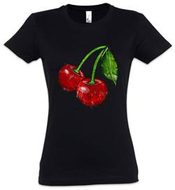 Urban Backwoods Oldschool Cherries Vintage Logo I Damen T-Shirt Schwarz Größe L von Urban Backwoods