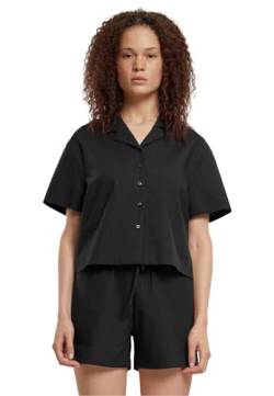 Urban Classics Damen Bluse Ladies Seersucker Shirt, weite Bluse für Frauen, Kurzarm, black, M von Urban Classics