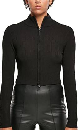 Urban Classics Damen Ladies Cropped Rib Knit Zip Cardigan Sweater, Schwarz, XXL EU von Urban Classics