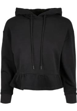 Urban Classics Damen Ladies Organic Volants Hoody Kapuzenpullover, Black, S von Urban Classics