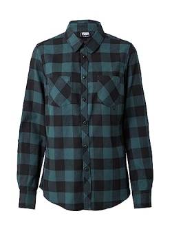 Urban Classics Damen Ladies Turnup Checked Flanell Shirt Hemd, jasper/black, M von Urban Classics