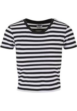 Urban Classics Damen T-Shirt Ladies Short Striped Tee, crop T-Shirt für Frauen, gestreift, white/black, XL von Urban Classics