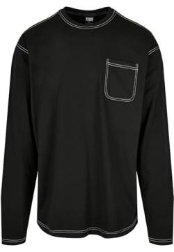 Urban Classics Herren Heavy Oversized Contrast Stitch Longsleeve T-Shirt, Black/White, M von Urban Classics