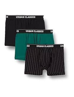 Urban Classics Herren TB3838-Organic Boxer Shorts 3-Pack Unterwäsche, Pinstripe AOP+Black+treegreen, 3XL von Urban Classics