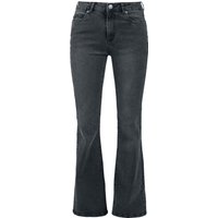 Urban Classics Jeans - Ladies High Waist Flared Denim Pants - W27L30 bis W32L32 - für Damen - Größe W28L30 - schwarz von Urban Classics