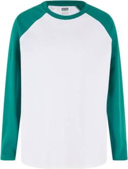 Urban Classics Jungen Shirt Boys Organic Oversized Raglan Longsleeve, Langarmshirt für Jungen, Bio-Baumwolle, white/green, 122/128 von Urban Classics