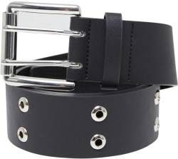 Urban Classics Unisex Gürtel Double Eyelet PU Belt, Unisex Gürtel mit Dornschließe und Doppellösen, Lederimitat, black, L/XL von Urban Classics