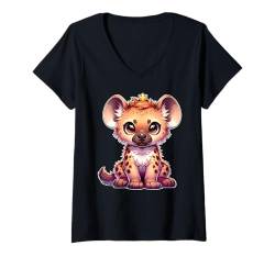 Damen Hyena x Süße Baby-Hyäne T-Shirt mit V-Ausschnitt von Urban Empyre